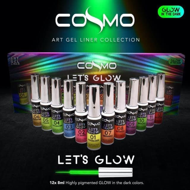 Glow in The Dark Line art Gel Cosmo 12 colors